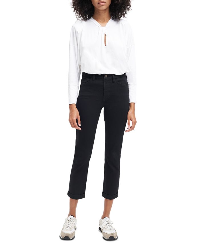 Calça jeans feminina slim fit boyfriend JEN7 preta tamanho 6