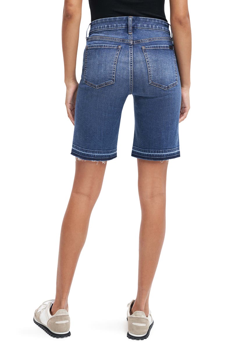 Bermuda jeans feminina 7 For All Mankind, cintura alta, tamanho 16, azul
