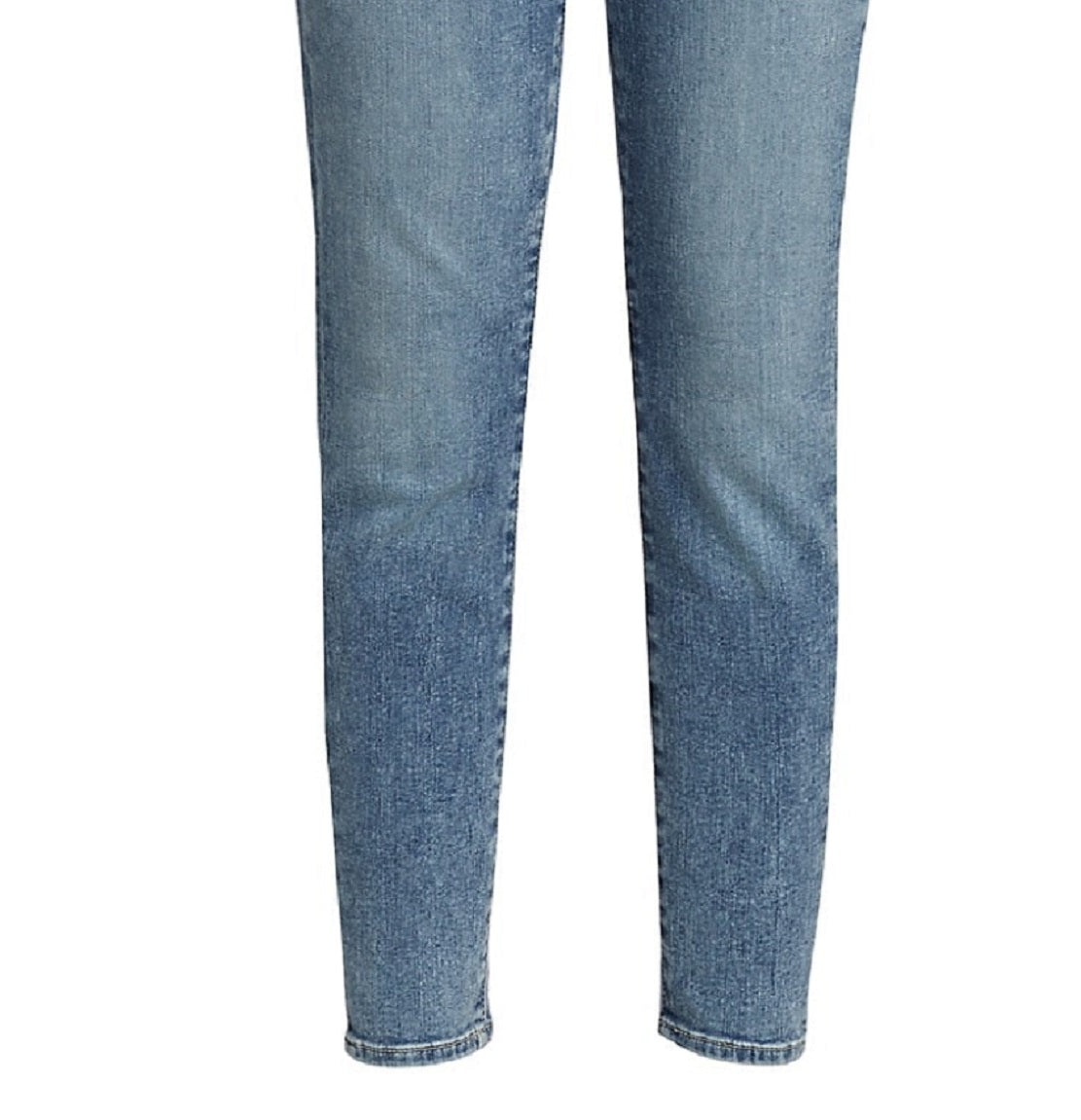 Calça jeans skinny feminina JEN7, cintura alta, comprimento até o tornozelo, com bordado, azul, tamanho 27