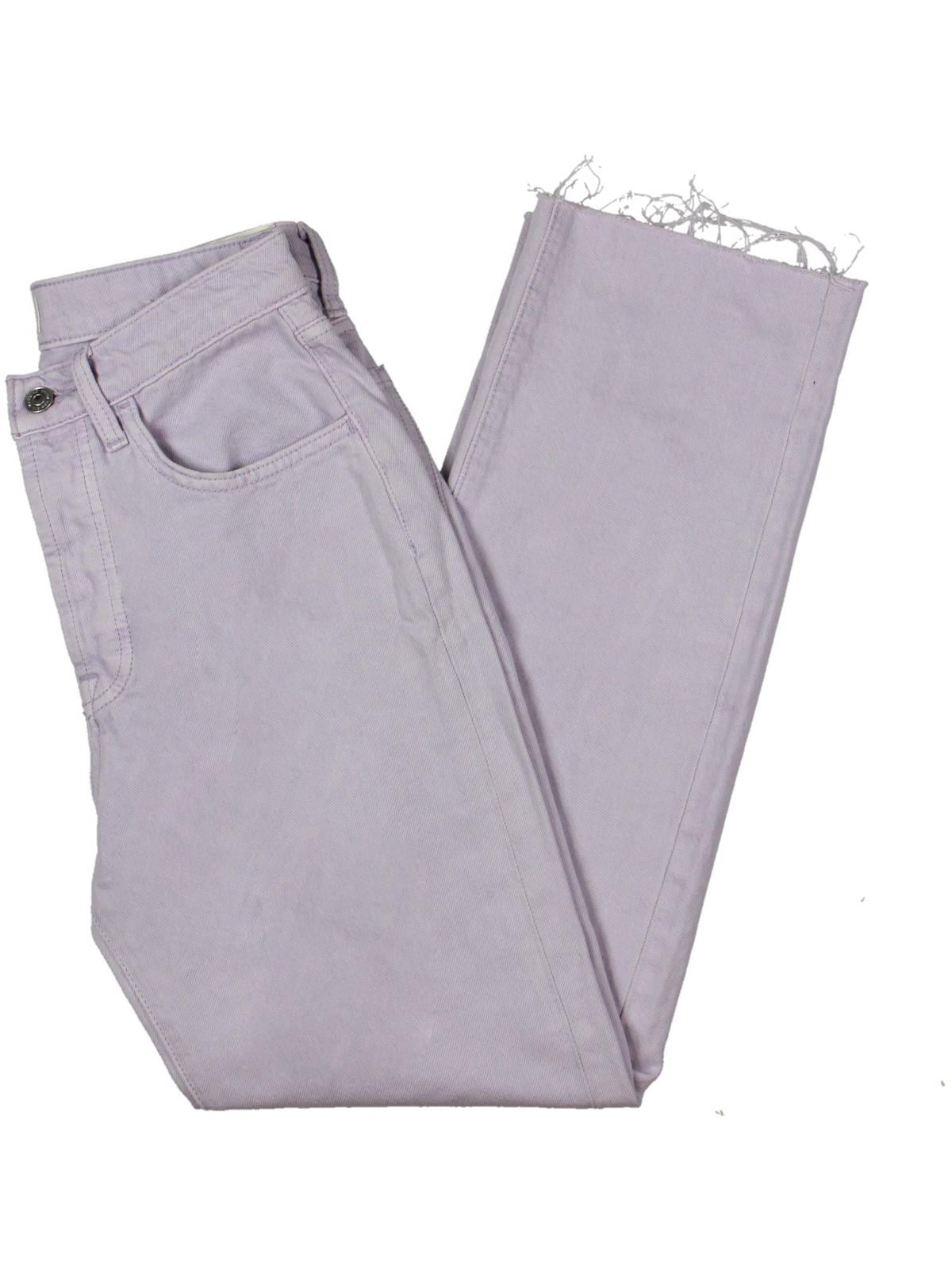 Calça feminina 7 For All Mankind Easy Straight Ankle com bainha cortada, roxa, tamanho 28