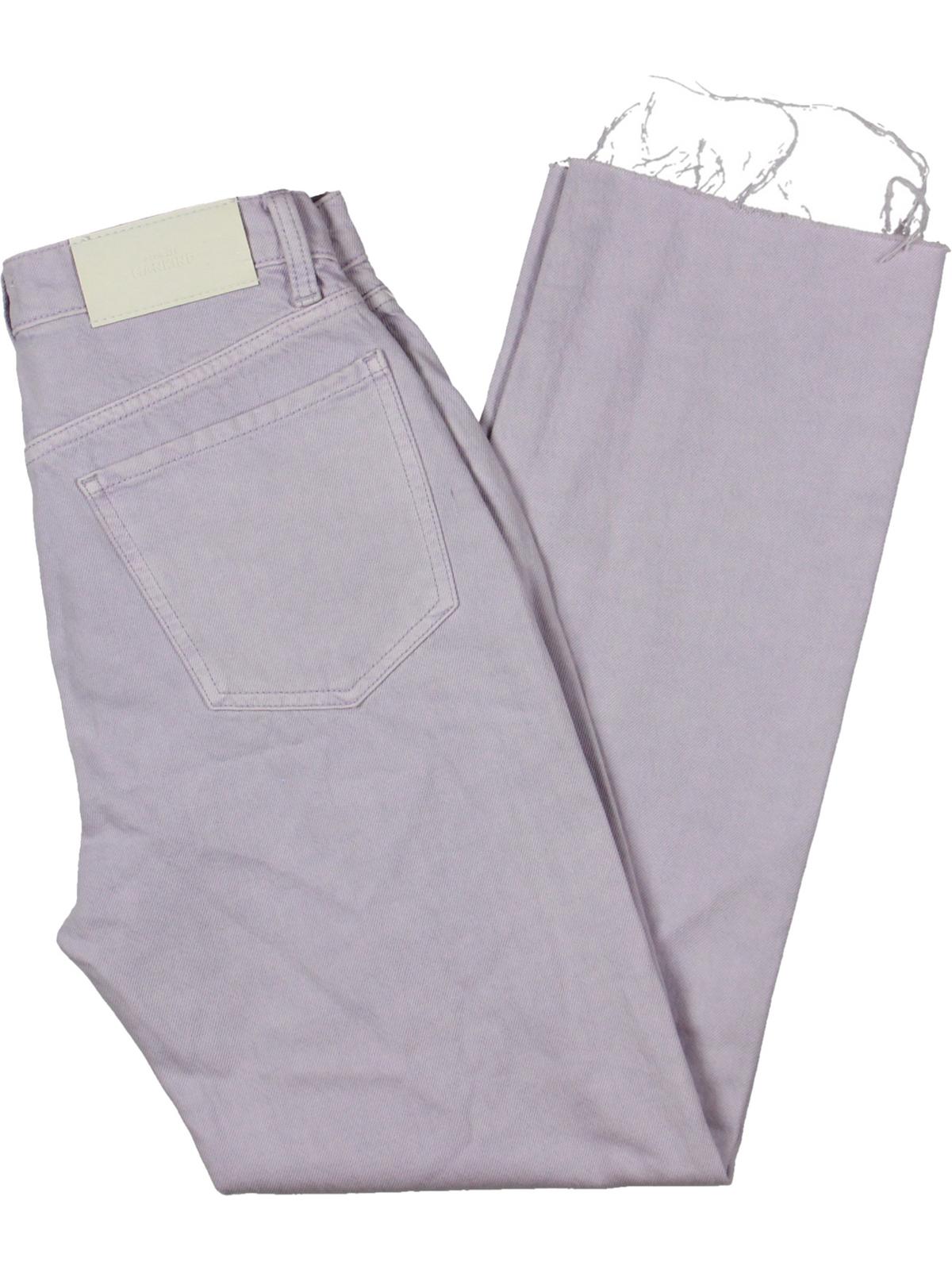 Calça feminina 7 For All Mankind Easy Straight Ankle com bainha cortada, roxa, tamanho 28