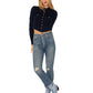 Calça jeans feminina JEN7 Luxe Vintage Ultra High Rise Slim Kick Flare Azul Tamanho 32