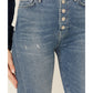 Calça jeans feminina JEN7 Luxe Vintage Ultra High Rise Slim Kick Flare Azul Tamanho 32