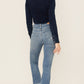 Calça jeans feminina JEN7 Luxe Vintage Ultra High Rise Slim Kick Flare Azul Tamanho 32