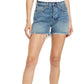 Shorts jeans feminino JEN7 Easy Ruby de cintura alta com corte relaxado, azul, tamanho 26