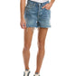 Shorts jeans feminino JEN7 Easy Ruby de cintura alta com corte relaxado, azul, tamanho 27