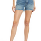 Shorts jeans feminino JEN7 Easy Ruby de cintura alta com corte relaxado, azul, tamanho 27