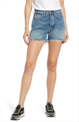 JEN7 Women's Easy Ruby High Waist Relaxed Cutoff Denim Shorts Blue Size 27