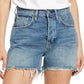 Shorts jeans feminino JEN7 Easy Ruby de cintura alta com corte relaxado, azul, tamanho 30