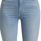 Calça jeans skinny feminina JEN7, cintura média, bainha mastigada, elástica, azul, tamanho 30