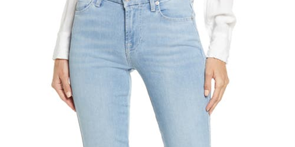 Calça jeans feminina Kimmie Flare, azul, tamanho 29, JEN7