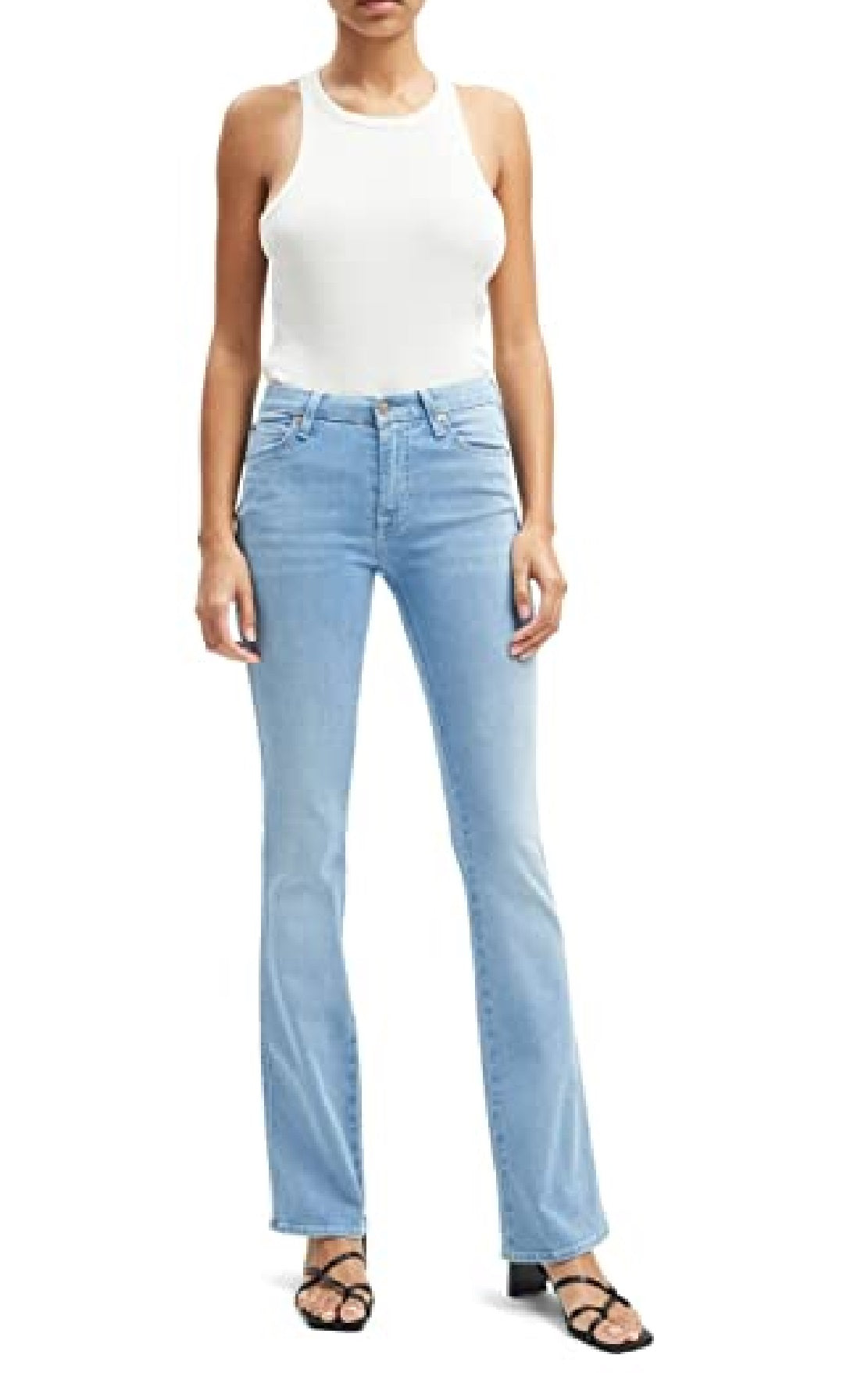 Calça jeans feminina Kimmie Flare, azul, tamanho 31, JEN7