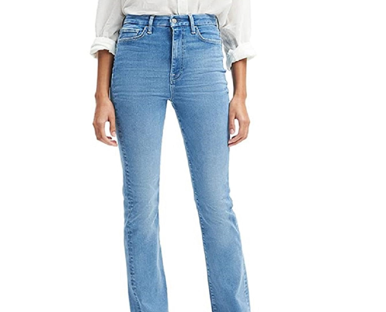 Calça jeans skinny bootcut feminina sem filtro JEN7, azul, tamanho 26