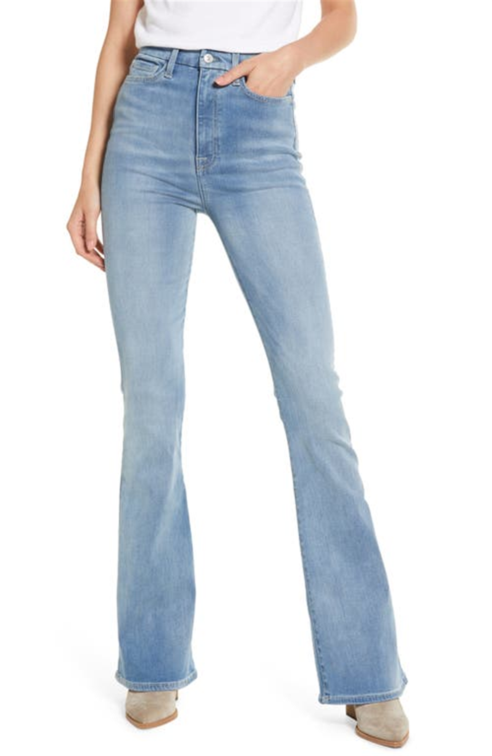Calça jeans skinny bootcut feminina JEN7, cintura alta, azul, tamanho 28