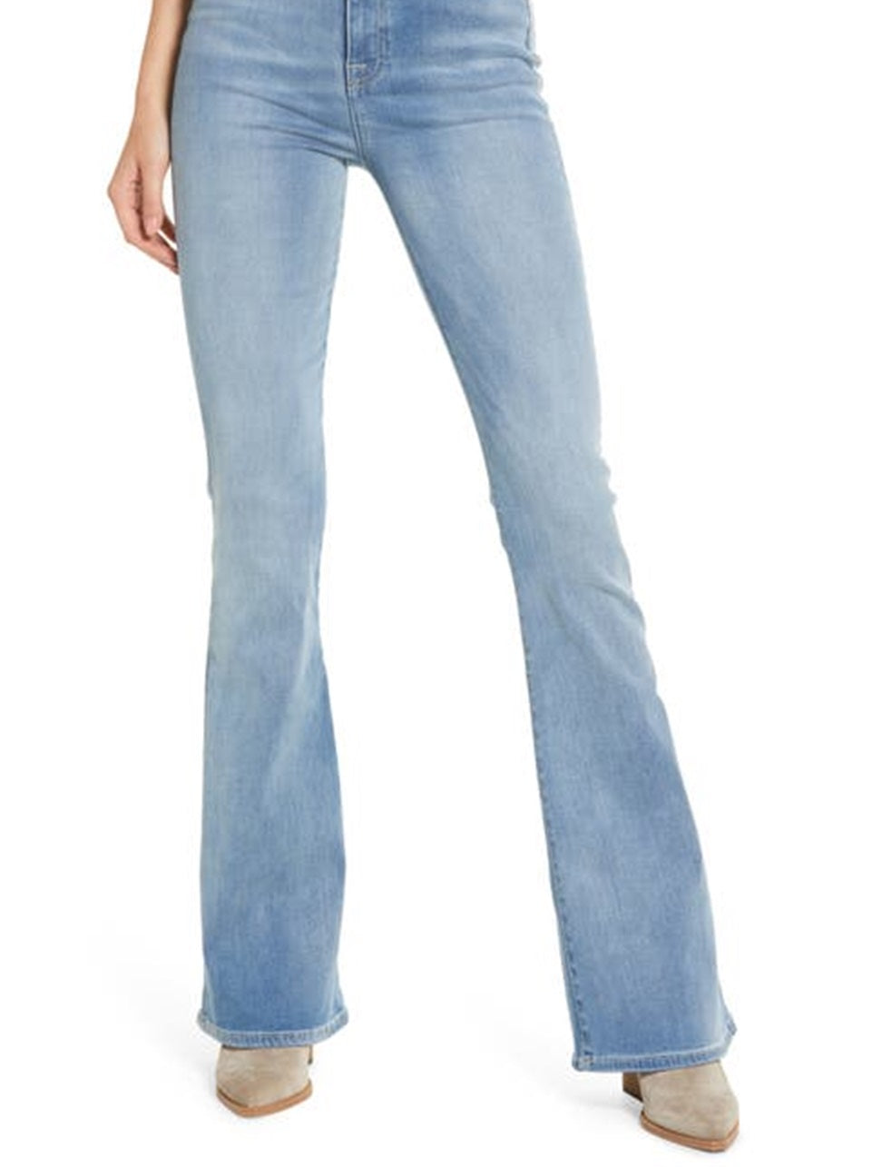 Calça jeans skinny bootcut feminina JEN7, cintura alta, azul, tamanho 28