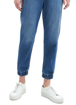 Calça jeans jogger feminina de cintura alta 7 For All Mankind, azul, tamanho 8