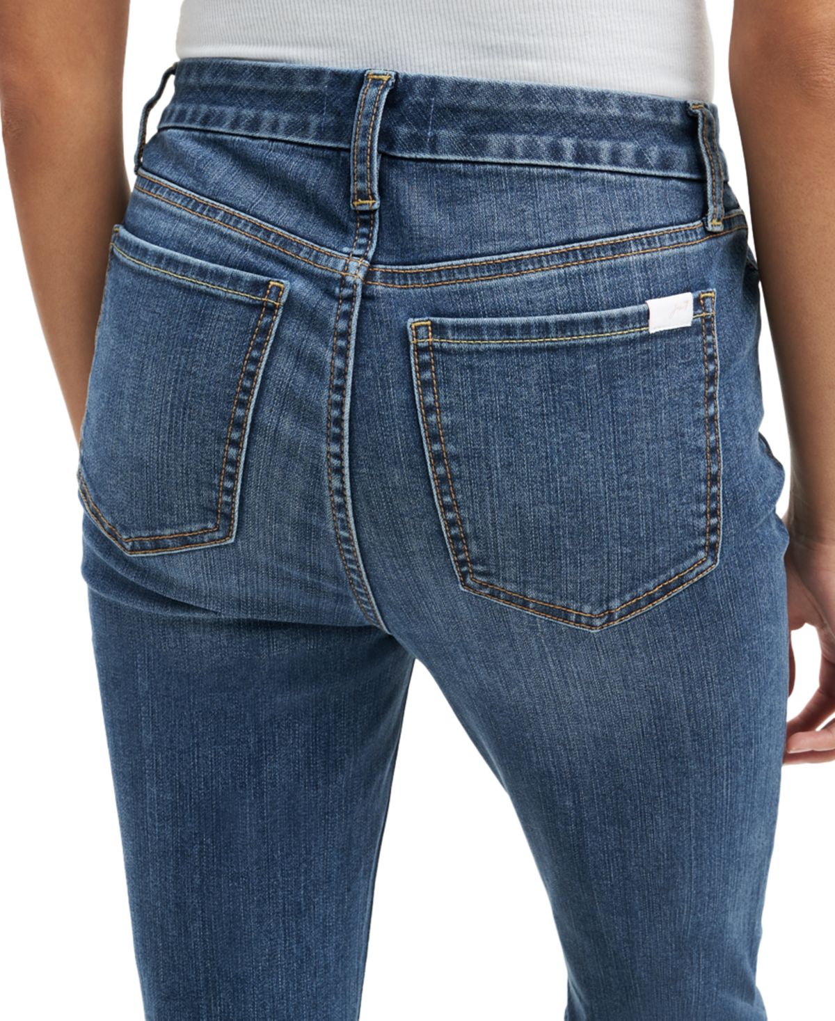 Calça jeans feminina JEN7 com bainha liberada, azul, tamanho 2