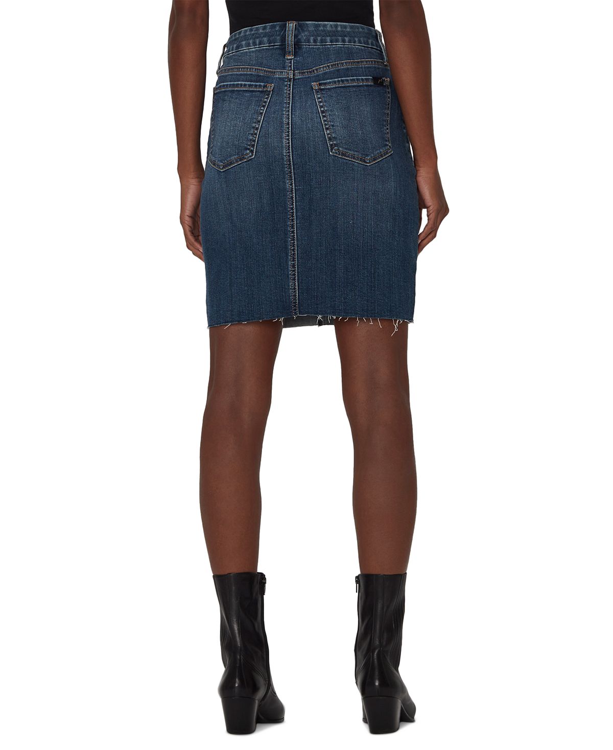 Saia lápis jeans feminina JEN7 com bolso aplicado, azul, tamanho 4