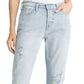 Calça jeans feminina estilo boyfriend, cintura alta, azul, tamanho 30, JEN7