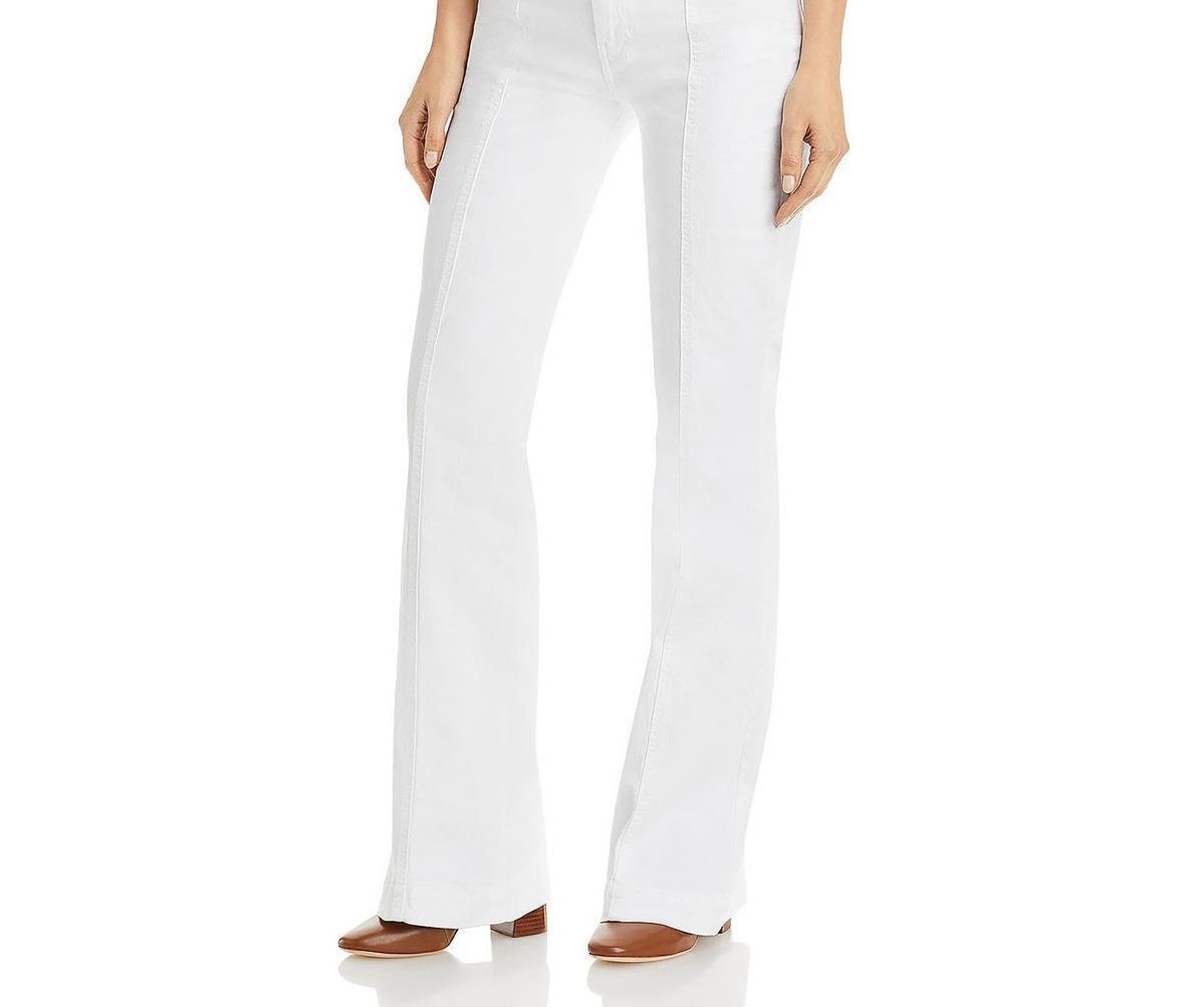 Calça jeans feminina JEN7 cintura alta com costura frontal, branca, tamanho 29