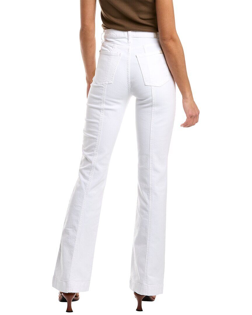 Calça jeans feminina JEN7 cintura alta com costura frontal, branca, tamanho 30