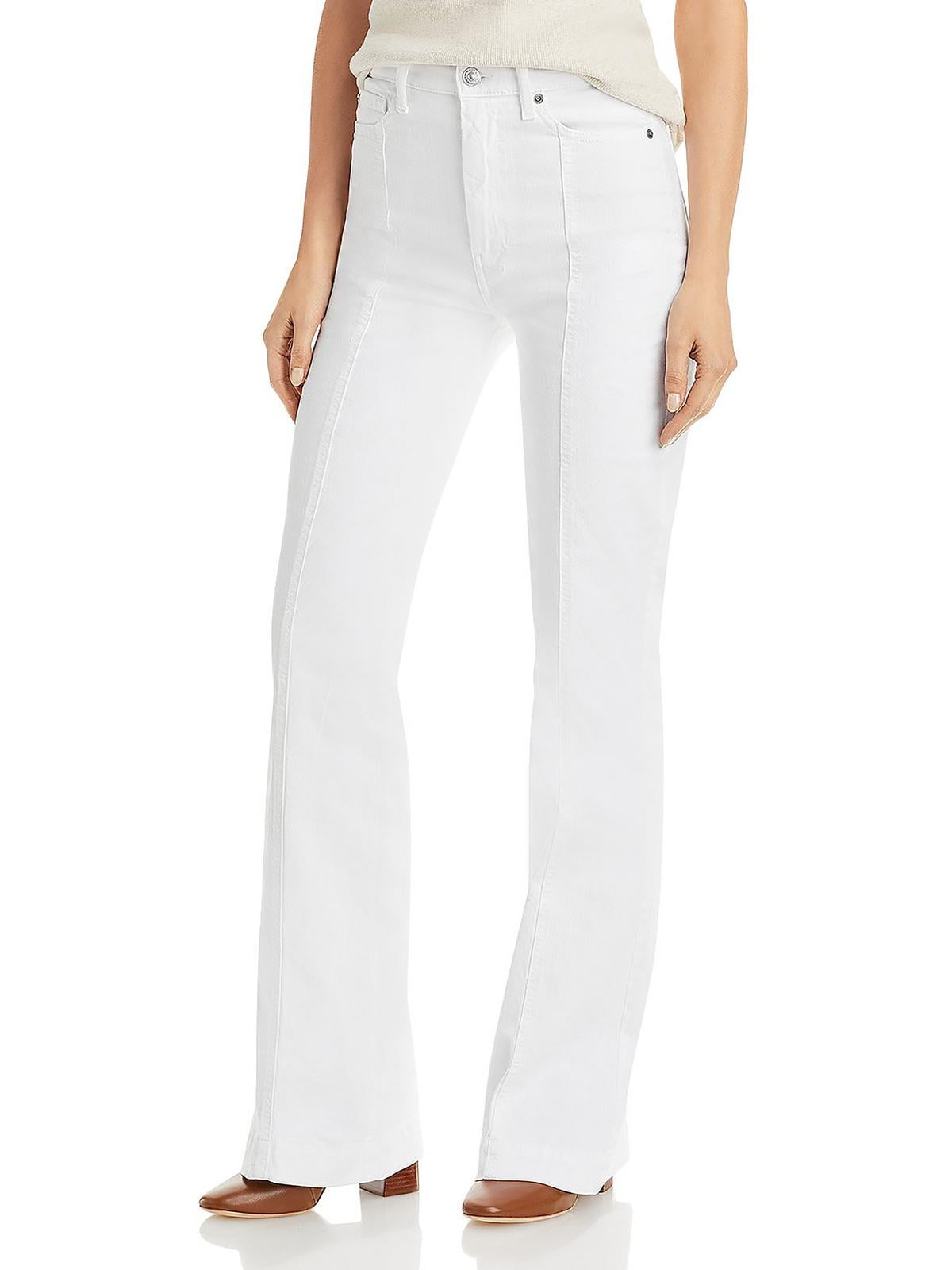 Calça jeans feminina 7 For All Mankind, cintura alta, costura frontal, branca, tamanho 32