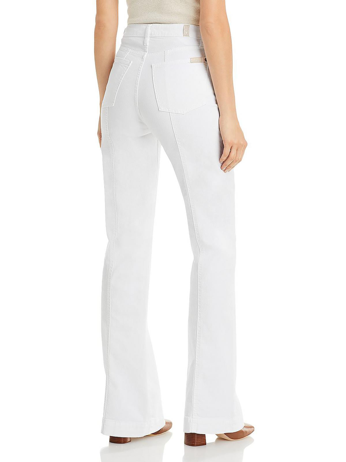 Calça jeans feminina 7 For All Mankind, cintura alta, costura frontal, branca, tamanho 32