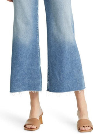 Calça jeans feminina JEN7 com elástico e cintura alta, azul, tamanho 27