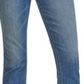 Calça jeans feminina JEN7, comprimento até o tornozelo, perna reta, azul, tamanho 8