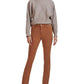 Calça jeans feminina JEN7 de cetim, justa, reta, marrom, tamanho 0