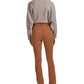 Calça jeans feminina JEN7 de cetim, justa, reta, marrom, tamanho 0