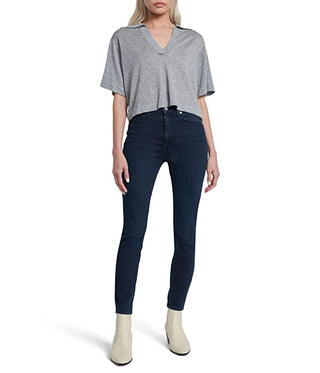 Calça jeans skinny feminina 7 For All Mankind, cintura alta, preta, tamanho 26