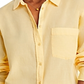 Camisa feminina de botões em voile de algodão pima 7 for All Mankind, amarela, tamanho G