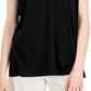 Camiseta feminina Eileen Fisher, gola redonda, malha elástica, preta, tamanho XX-S