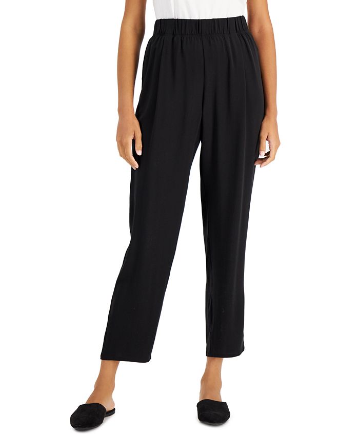 Calça Eileen Fisher Feminina Cônica de Seda Preta Tamanho P