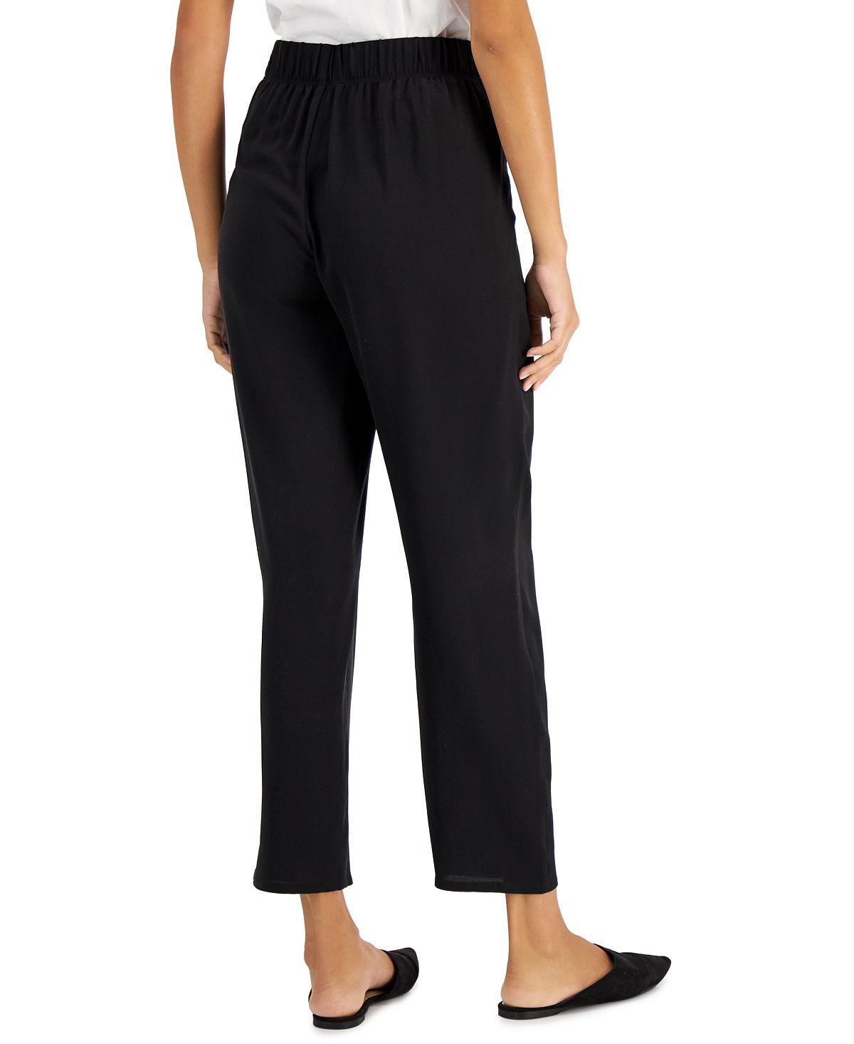 Calça Eileen Fisher Feminina Cônica de Seda Preta Tamanho P