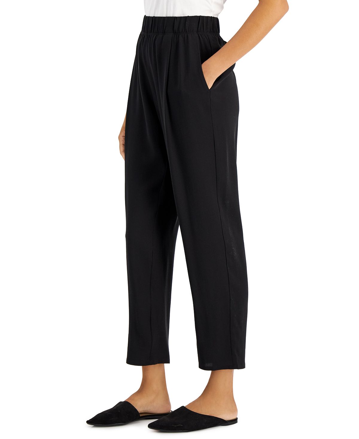 Calça Eileen Fisher Feminina Cônica de Seda Preta Tamanho P