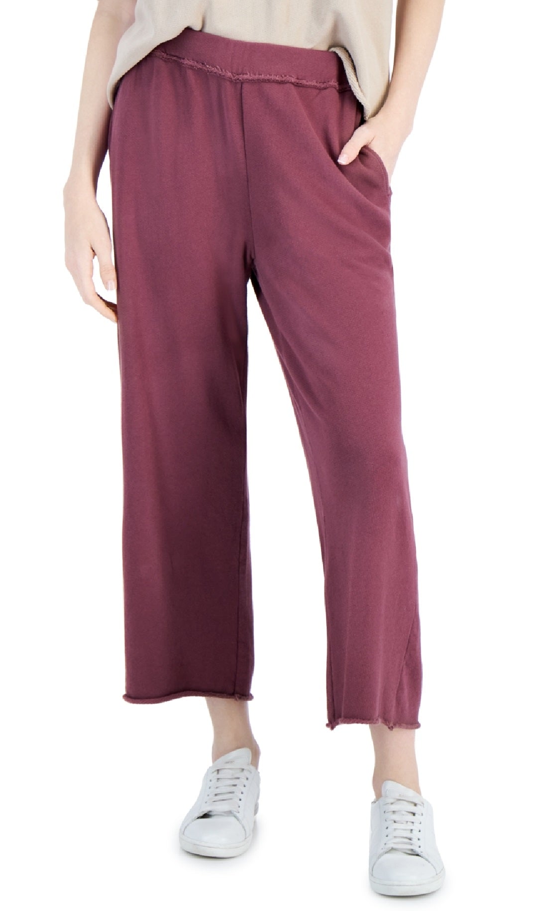 Calça cropped orgânica feminina Eileen Fisher, roxa, tamanho 3X