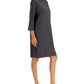 Vestido feminino Eileen Fisher com decote em V e mangas curtas, marrom, tamanho P