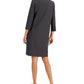 Vestido feminino Eileen Fisher com decote em V e mangas curtas, marrom, tamanho P