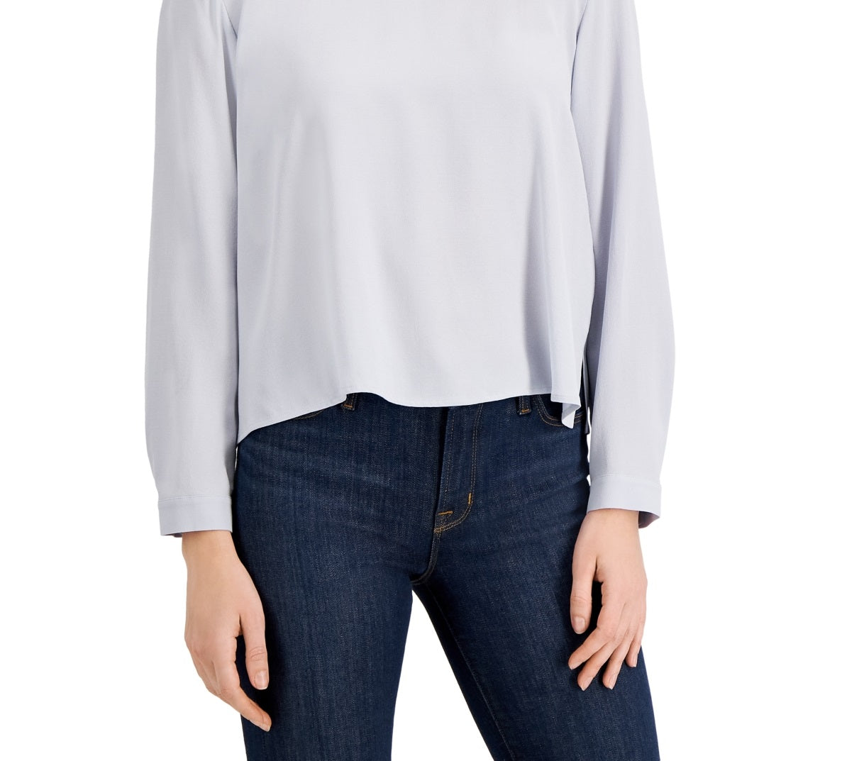 Blusa de seda feminina Eileen Fisher, azul, tamanho grande