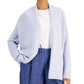 Cardigan feminino Eileen Fisher de linho orgânico e algodão, azul, tamanho grande