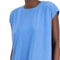 Vestido Eileen Fisher Feminino Manga Curta Relaxada Azul Tamanho P