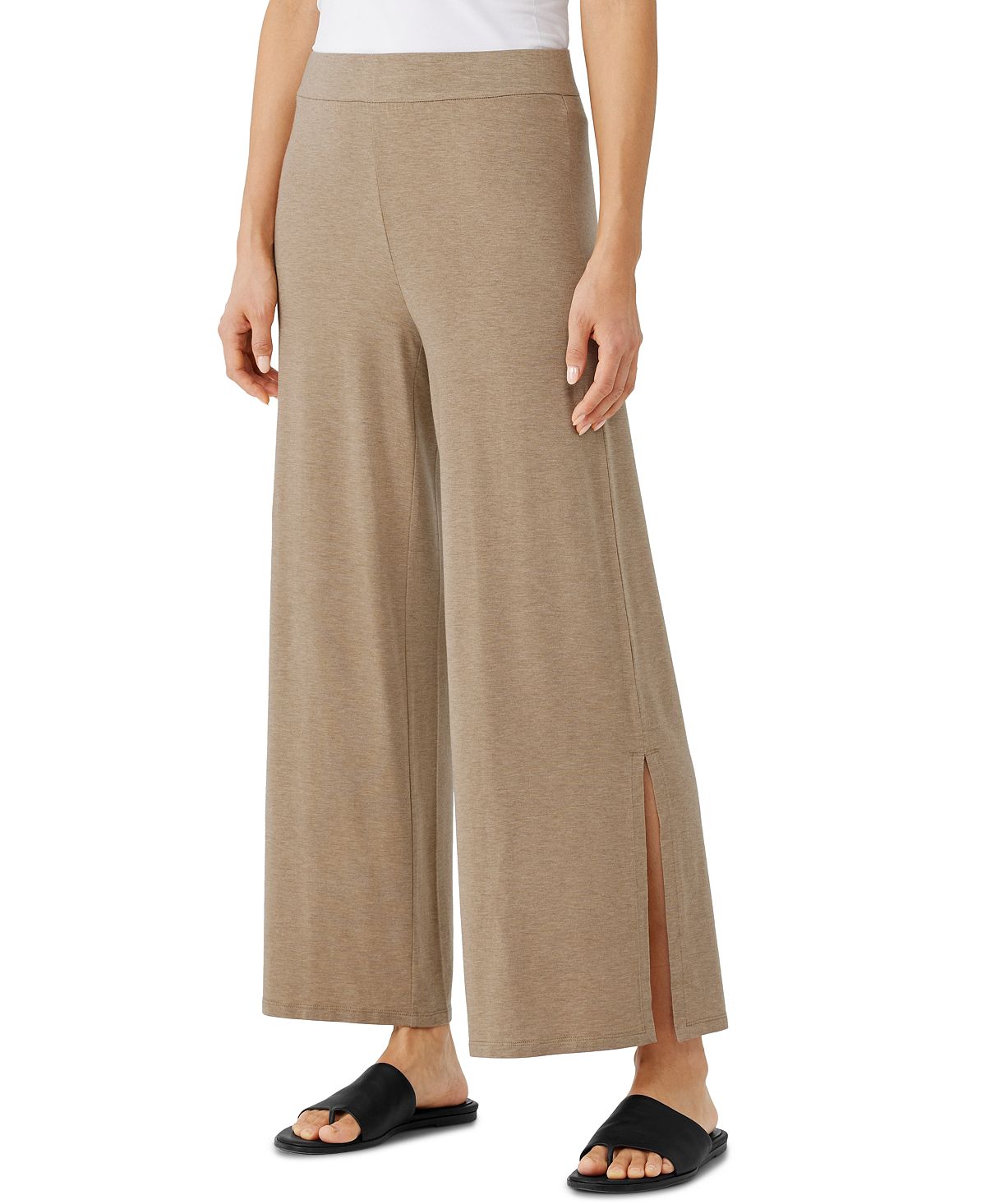 Calça Eileen Fisher Feminina com Fenda no Tornozelo e Puxa-Punho Marrom Tamanho Médio