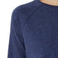 Blusa feminina Eileen Fisher com decote redondo e mangas compridas, azul, tamanho médio