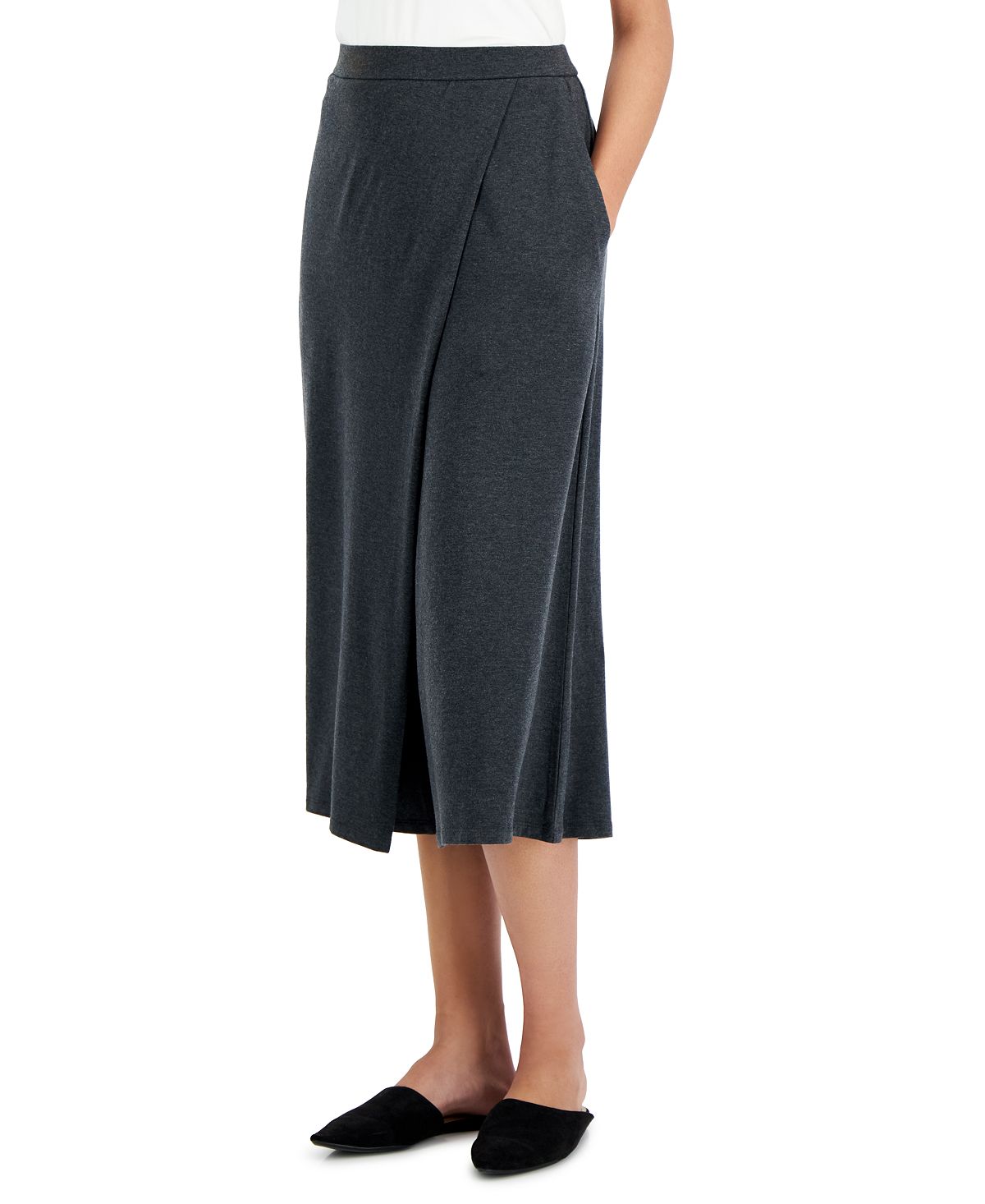 Calça curta envolvente Eileen Fisher feminina, cinza, tamanho pequeno
