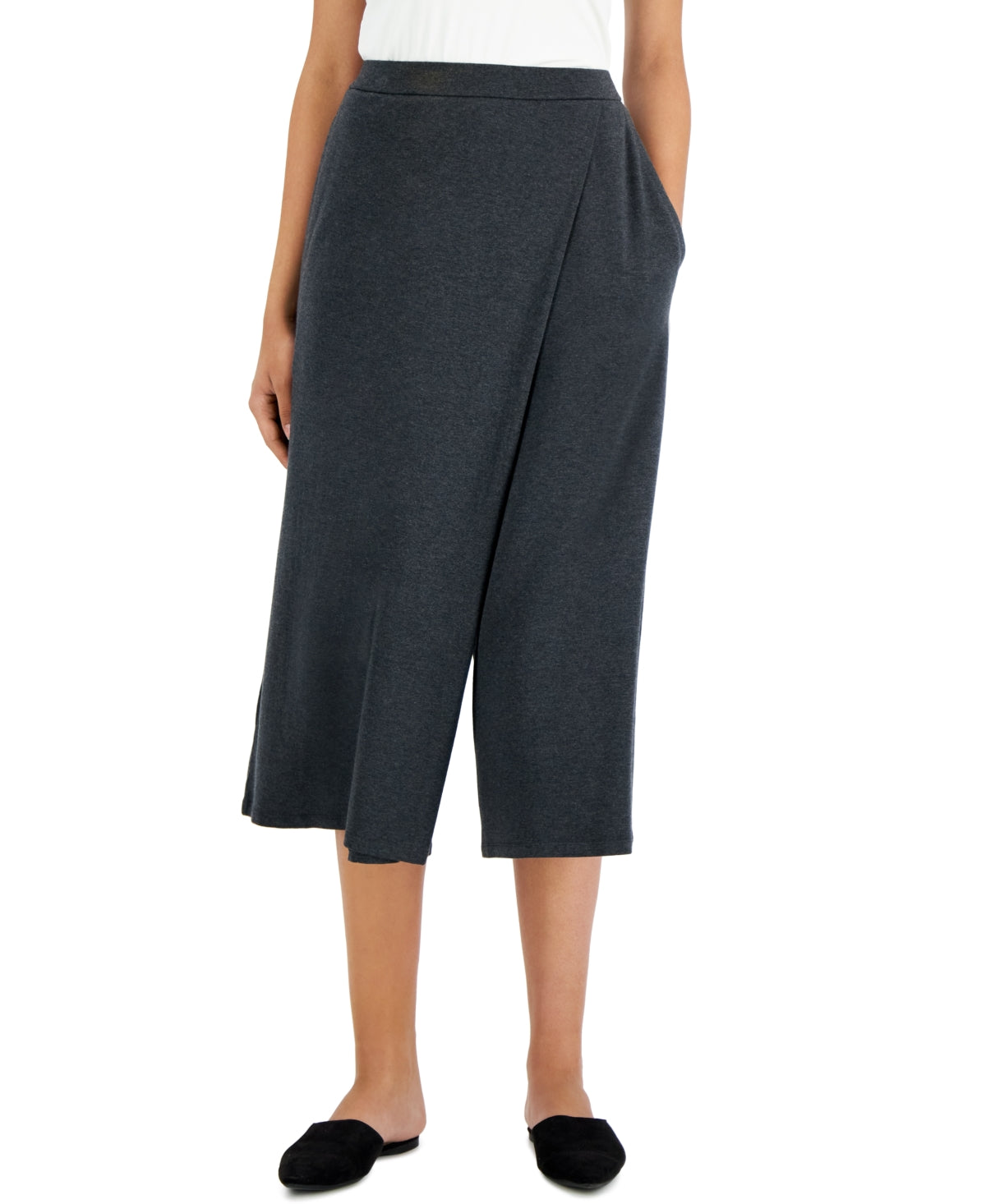Calça curta envolvente Eileen Fisher feminina, cinza, tamanho pequeno