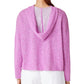 Suéter com capuz feminino Eileen Fisher em linho orgânico e algodão orgânico, roxo, tamanho pequeno