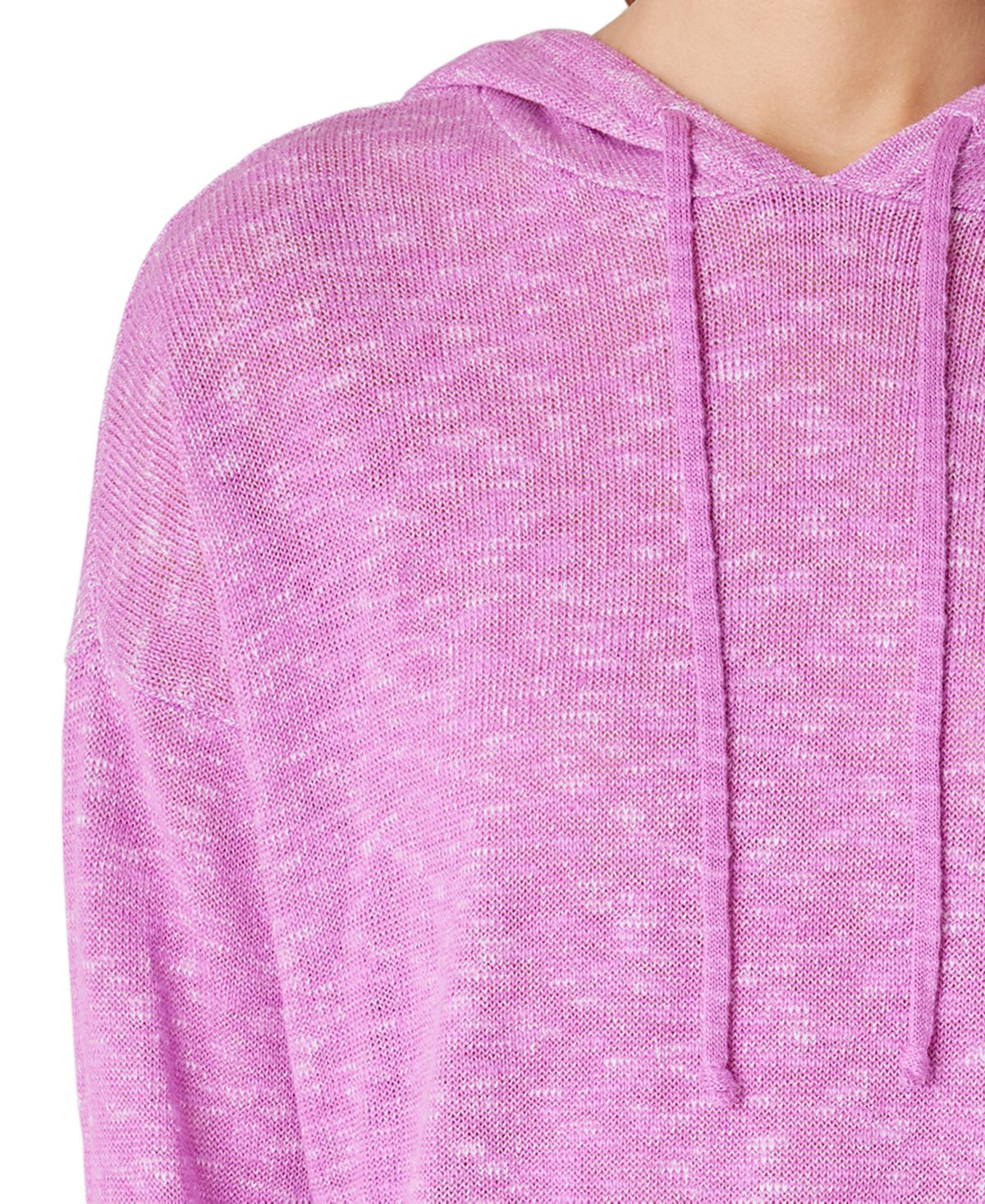 Suéter com capuz feminino Eileen Fisher em linho orgânico e algodão orgânico, roxo, tamanho pequeno
