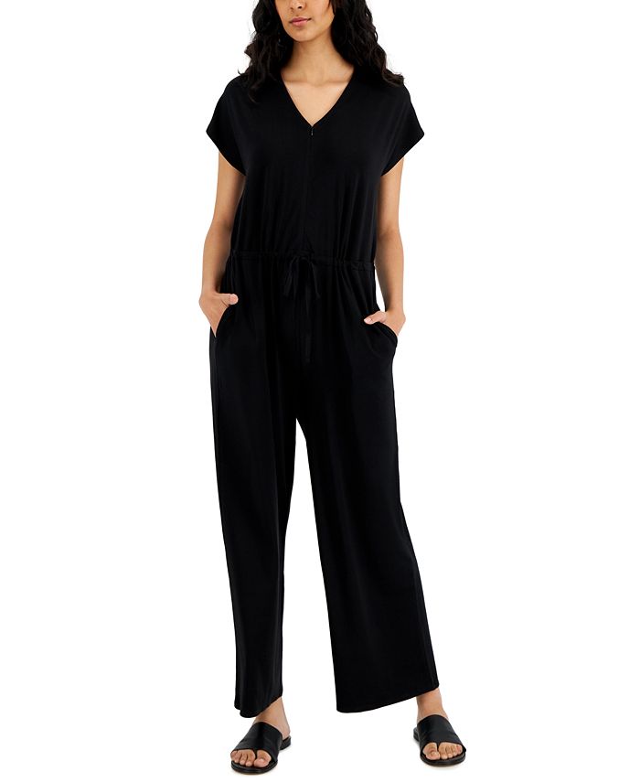 Macacão curto feminino Eileen Fisher, preto, tamanho pequeno